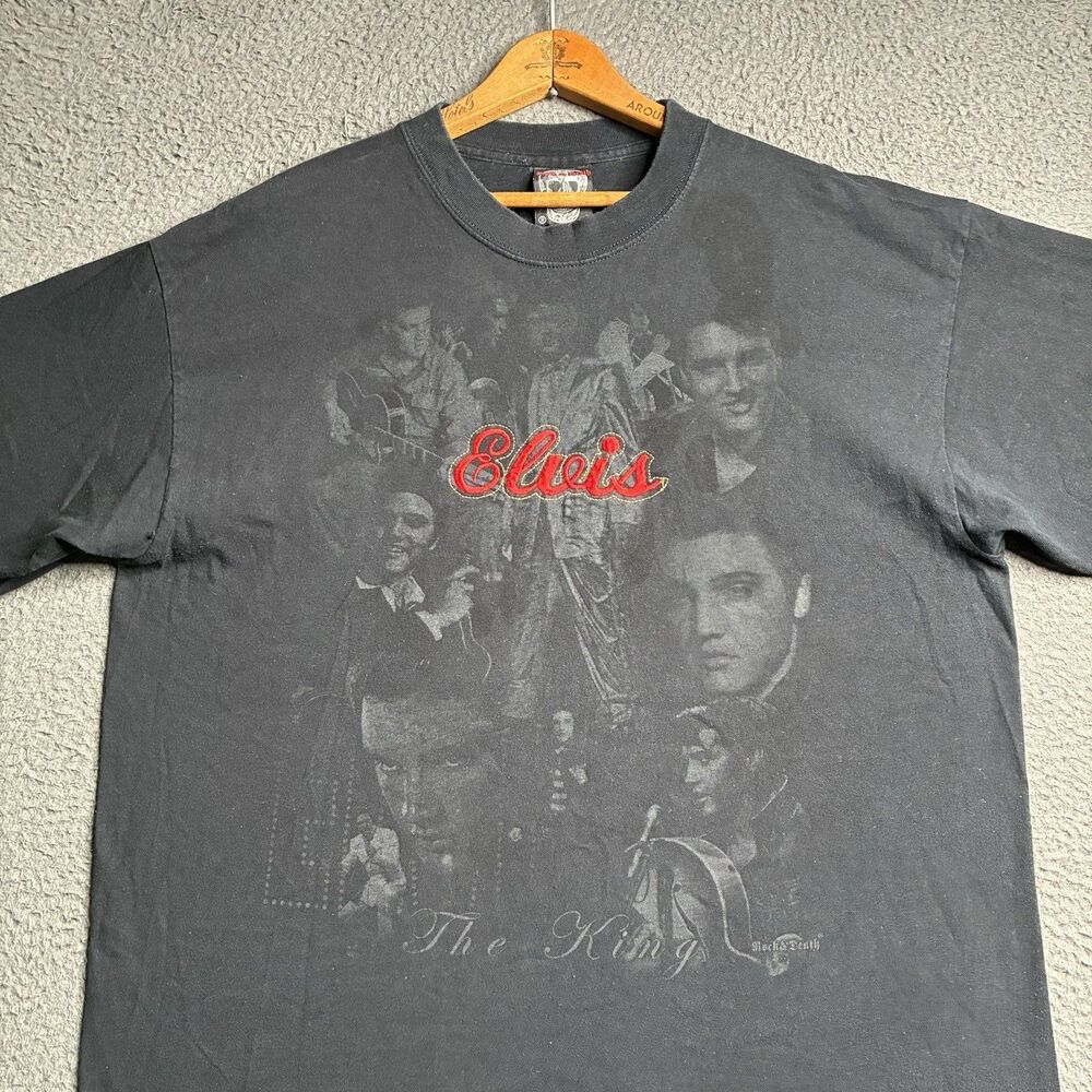 VTG Elvis Rock and Death Embroidered Double Sided Shirt Size XL Mexican Bootleg